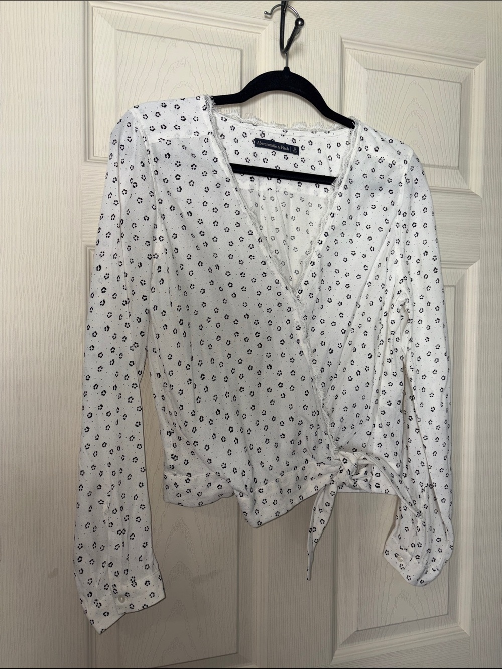 Abercrombie & Fitch White Floral Wrap Blouse